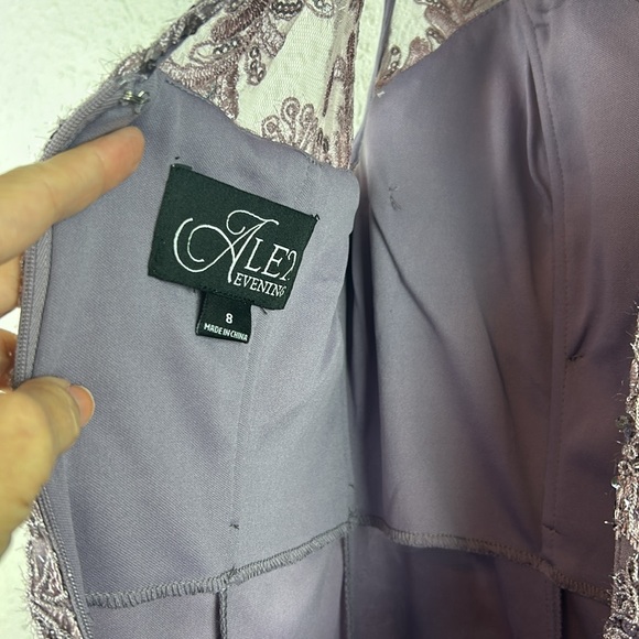 NWT Alex Evening sequin sleeveless mermaid lavender with chiffon shawl 8 - Picture 8 of 9